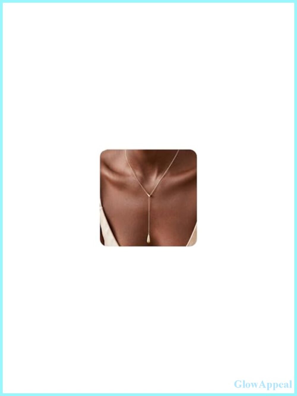 14K Gold Plated Dainty Drop Y Necklace Lariat Beaded Chain
